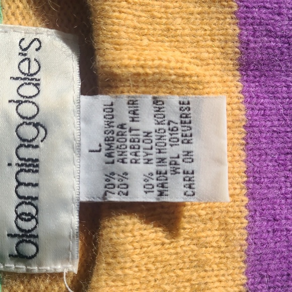 Bloomingdales Vint 80 Colorblock Knit Sweater Patchwork Abstract Vaporwave L - Picture 2 of 6
